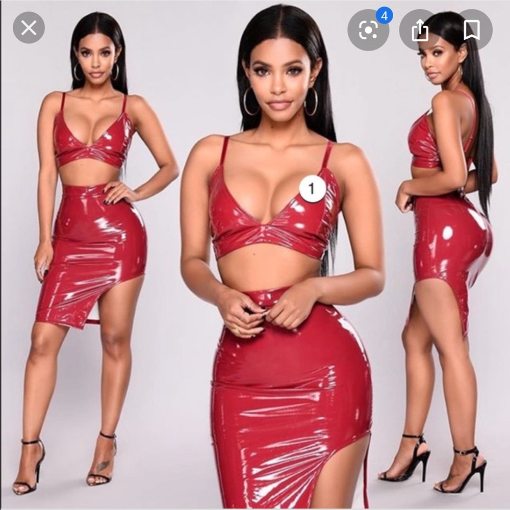 Fashion Nova Wine Latex Set!